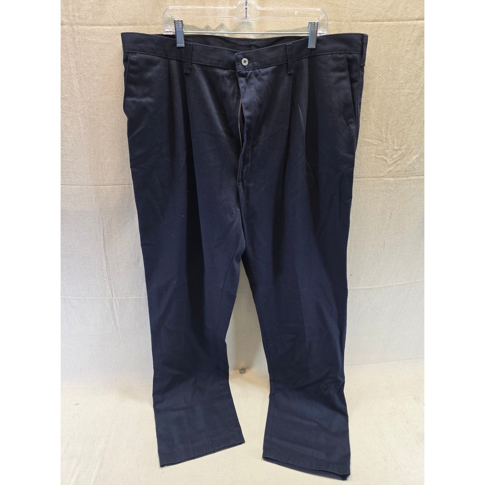 Wrangler Riata Mens 42x34 Navy Blue Pleated Front Chino Pants Cotton Twill 95NB
